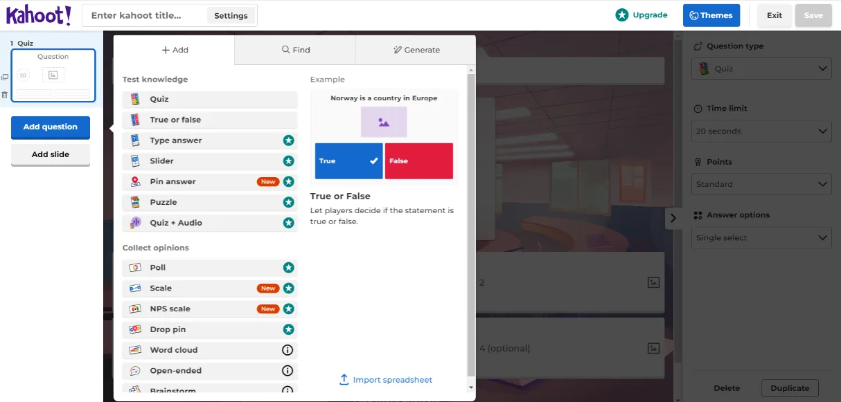 Создание слайдов на Kahoot!